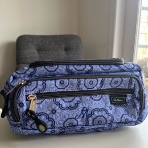 L.L.Bean Lavender and Navy Floral Travel Pouch